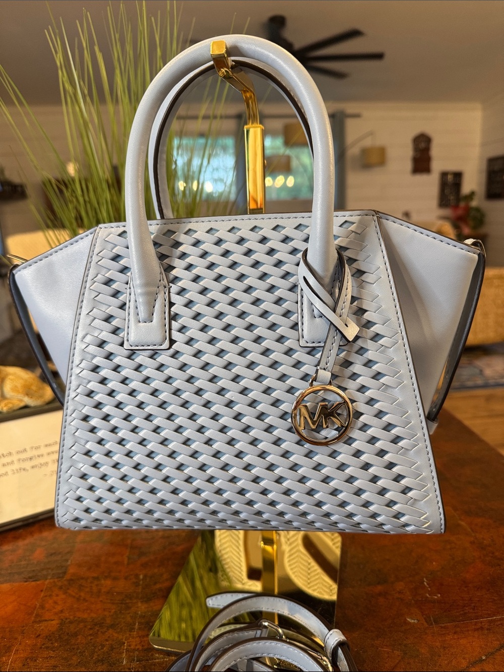 Michael Kors Avril Small Woven Satchel